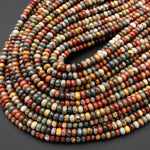 AAA Natural Red Creek Jasper Smooth Rondelle Beads 4mm 6mm 8mm 10mm Aka Cherry Creek Multicolor Picasso Jasper 15.5" Strand