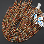 AAA Natural Red Creek Jasper Smooth Rondelle Beads 4mm 6mm 8mm 10mm Aka Cherry Creek Multicolor Picasso Jasper 15.5" Strand