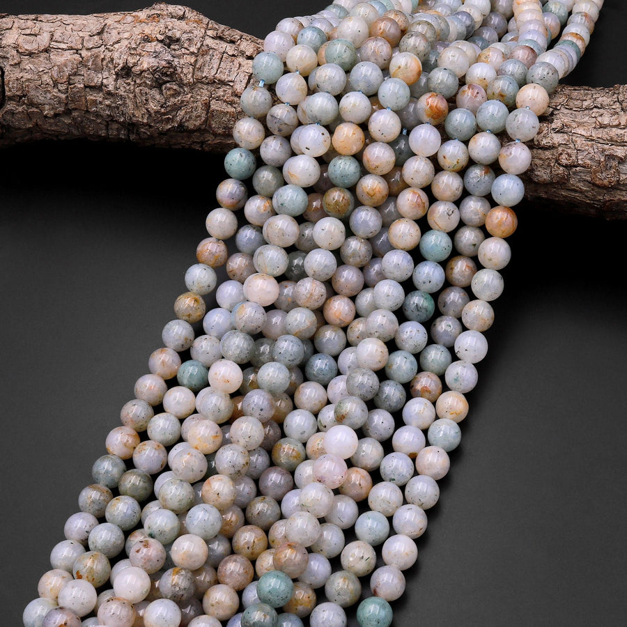 Natural Moss Chalcedony Smooth Round Beads 6mm 8mm 10mm Gemstone 15.5" Strand