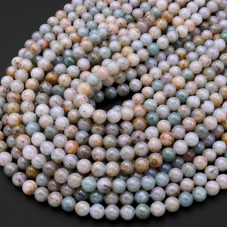 Natural Moss Chalcedony Smooth Round Beads 6mm 8mm 10mm Gemstone 15.5" Strand