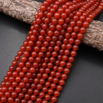 Natural Red Agate 4mm 6mm 8mm 10mm 12mm Round Beads Gemstone 15.5" Strand