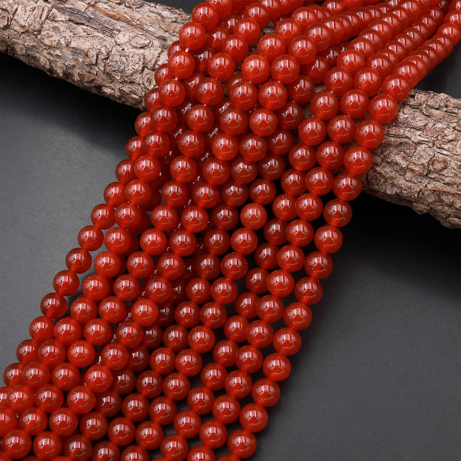 Natural Red Agate 4mm 6mm 8mm 10mm 12mm Round Beads Gemstone 15.5" Strand