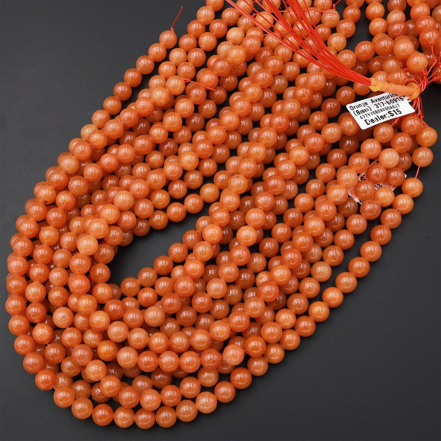 Natural Orange Aventurine 4mm 6mm 8mm 10mm Round Beads 15.5" Strand
