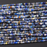 Natural Denim Blue Lapis Gemstone Faceted 3mm Cube Square Dice Beads 15.5" Strand