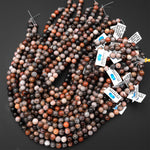 Natural Fossil Coral Round Beads 4mm 6mm 8mm 10mm Orange Red Dark Gray Brown Tan Beige Beads 15.5" Strand