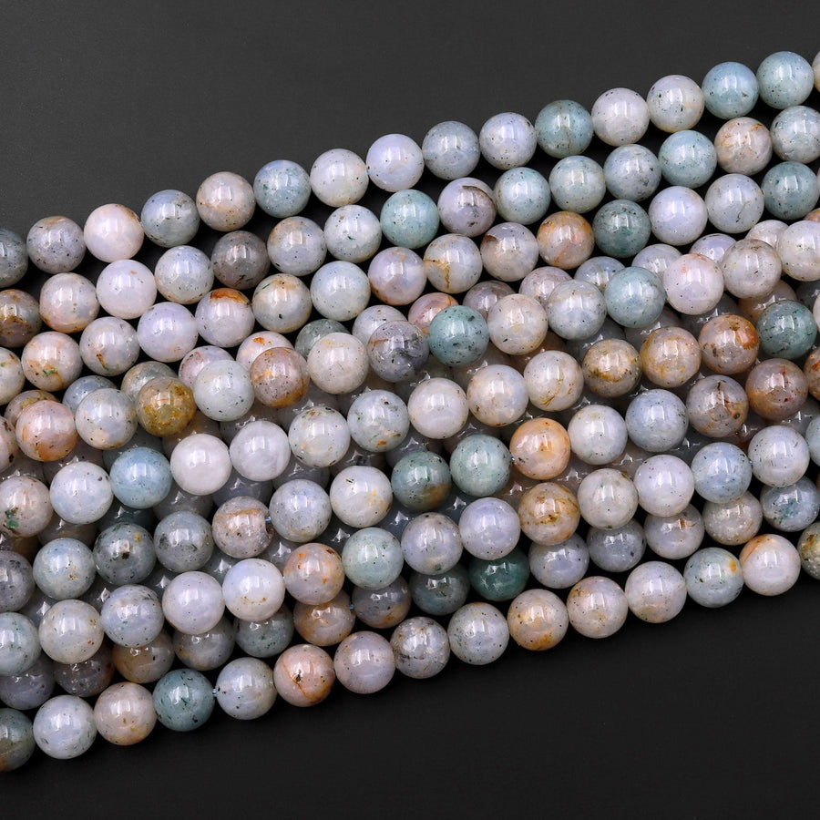 Natural Moss Chalcedony Smooth Round Beads 6mm 8mm 10mm Gemstone 15.5" Strand
