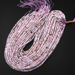 Natural Kunzite  Faceted Rondelle 4mm 12mm Beads Real Gemstone 15.5" Strand