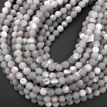 Matte Natural Gray Druzy Agate 8mm 10mm Round Beads With Quartz Crystal Pocket Cave 15.5" Strand
