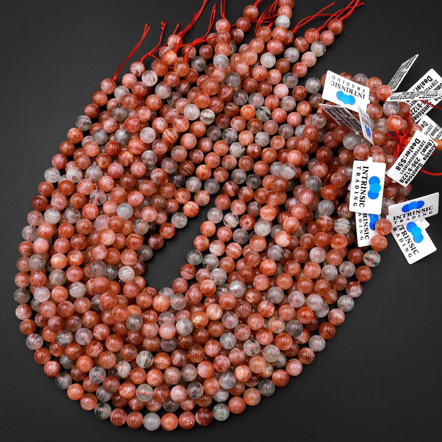 AA Natural Arusha Sunstone Round Beads 4mm 6mm 8mm 10mm 12mm 14mm From Tanzania 15.5" Strand