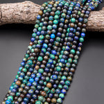 Rare Genuine Natural Azurite Malachite Chrysocolla 6mm 8mm 10mm Round Beads Shattuckite Gemstone from Arizona 15.5" Strand