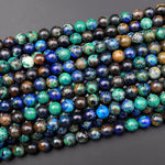 Rare Genuine Natural Azurite Malachite Chrysocolla 6mm 8mm 10mm Round Beads Shattuckite Gemstone from Arizona 15.5" Strand