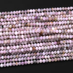 Natural Kunzite  Faceted Rondelle 4mm 12mm Beads Real Gemstone 15.5" Strand