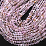 Natural Kunzite  Faceted Rondelle 4mm 12mm Beads Real Gemstone 15.5" Strand