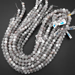 Matte Natural Gray Druzy Agate 8mm 10mm Round Beads With Quartz Crystal Pocket Cave 15.5" Strand