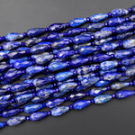 Faceted Natural Blue Lapis Teardrop Beads Vertically Drilled Gemstone 15.5" Strand