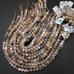 AAA Rare Natural Golden Gray Phantom Quartz Faceted 6mm 8mm Rounded Beads Diamond Cut 15.5" Strand