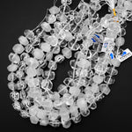 Chunky Faceted Real Natural Rock Crystal Quartz Rectangle Beads Center Drilled 15.5" Strand