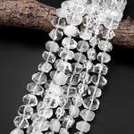 Chunky Faceted Real Natural Rock Crystal Quartz Rectangle Beads Center Drilled 15.5" Strand