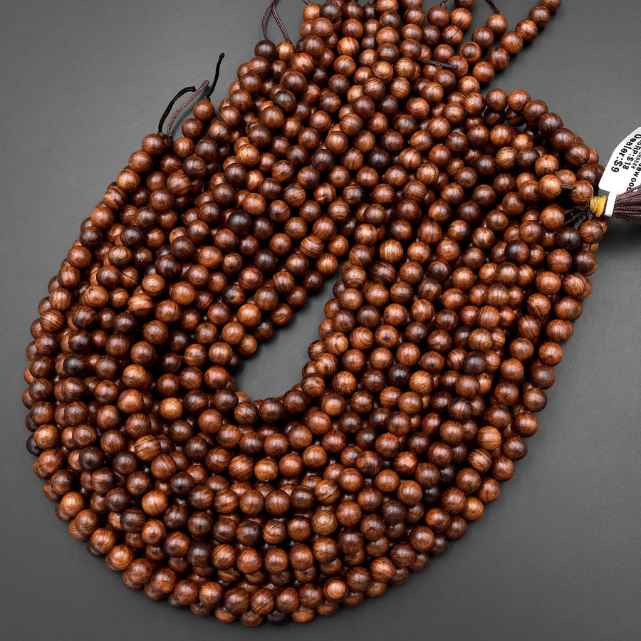 Natural Black Rosewood Beads 4mm 6mm 8mm 10mm 12mm 14mm Dark Brown Wood Great For Mala Prayer Meditation Therapy 15" Strand