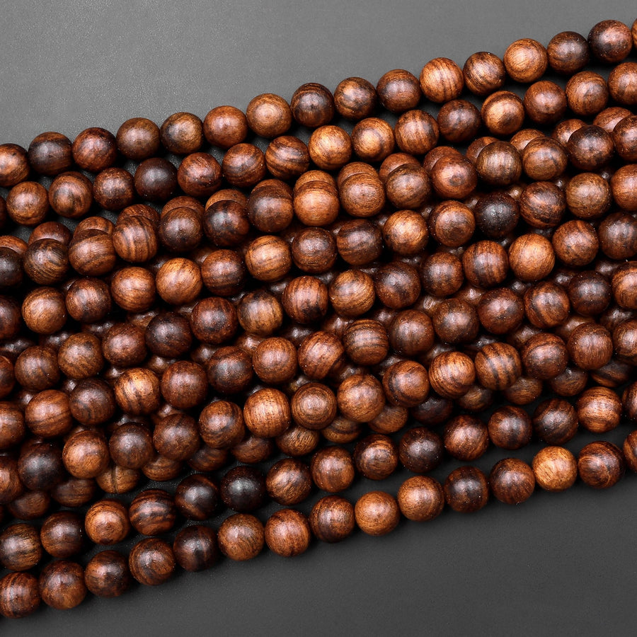 Natural Black Rosewood Beads 4mm 6mm 8mm 10mm 12mm 14mm Dark Brown Wood Great For Mala Prayer Meditation Therapy 15" Strand