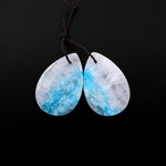Drilled Natural Blue Hemimorphite Earring Pair Matched Teardroop Slice Gemstone Beads