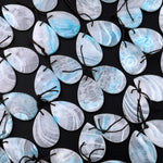 Drilled Natural Blue Hemimorphite Earring Pair Matched Teardroop Slice Gemstone Beads