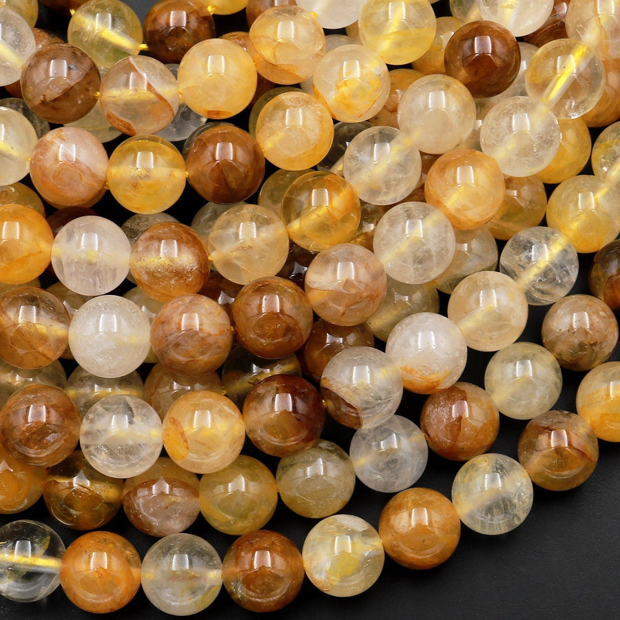 Natural Golden Healer Quartz 6mm 8mm 10mm Round Beads 15.5" Strand