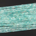 Natural Amazonite 4x2mm Small Thin Smooth Spacer Tube Beads 15.5" Strand