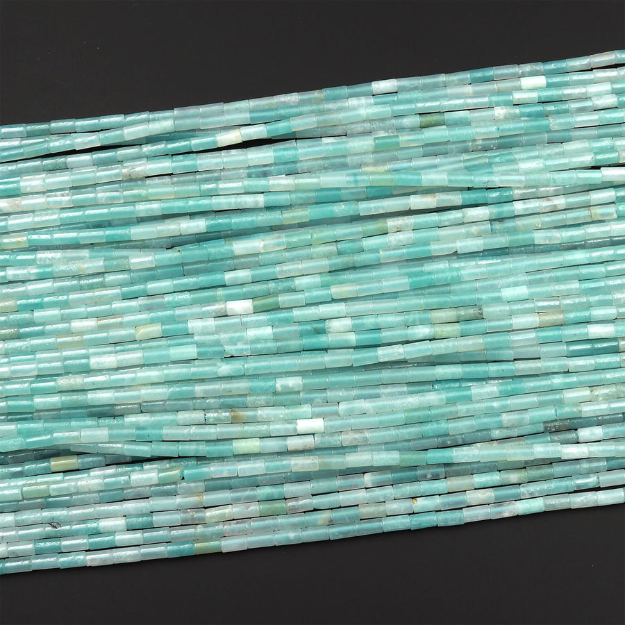 Natural Amazonite 4x2mm Small Thin Smooth Spacer Tube Beads 15.5" Strand