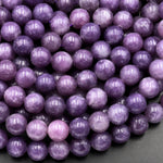 AA Natural Violet Purple Lepidolite 4mm 6mm 8mm 10mm Round Beads 15.5" Strand