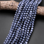 Genuine Natural Denim Blue Sponge Coral 4mm 6mm 8mm 10mm 12mm Round Beads 15.5" Strand