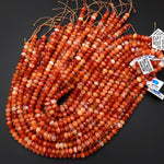 Faceted Natural Orange Red Botswana Agate Rondelle Beads 6mm 8mm 15.5" Strand