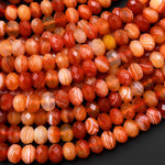 Faceted Natural Orange Red Botswana Agate Rondelle Beads 6mm 8mm 15.5" Strand