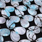 Drilled Natural Blue Hemimorphite Earring Pair Matched Teardroop Slice Gemstone Beads