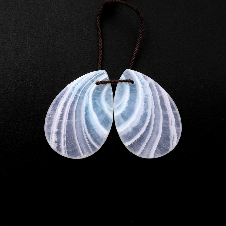 Drilled Natural Blue Hemimorphite Earring Pair Matched Teardroop Slice Gemstone Beads