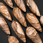 Natural Picture Jasper Pendant Teardrop Crystal Pendulum Bead Aka Desert Jasper