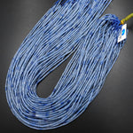 Natural Blue Aventurine 4x2mm Small Thin Smooth Spacer Tube Beads 15.5" Strand