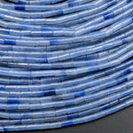 Natural Blue Aventurine 4x2mm Small Thin Smooth Spacer Tube Beads 15.5" Strand