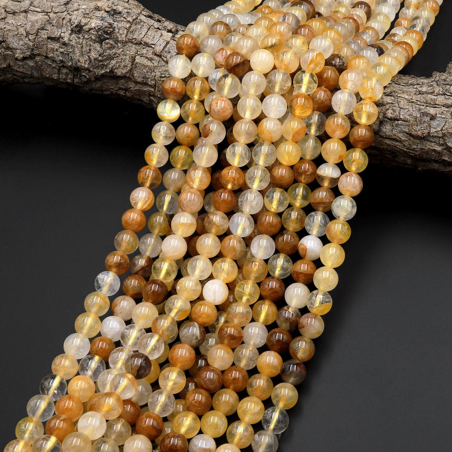 Natural Golden Healer Quartz 6mm 8mm 10mm Round Beads 15.5" Strand
