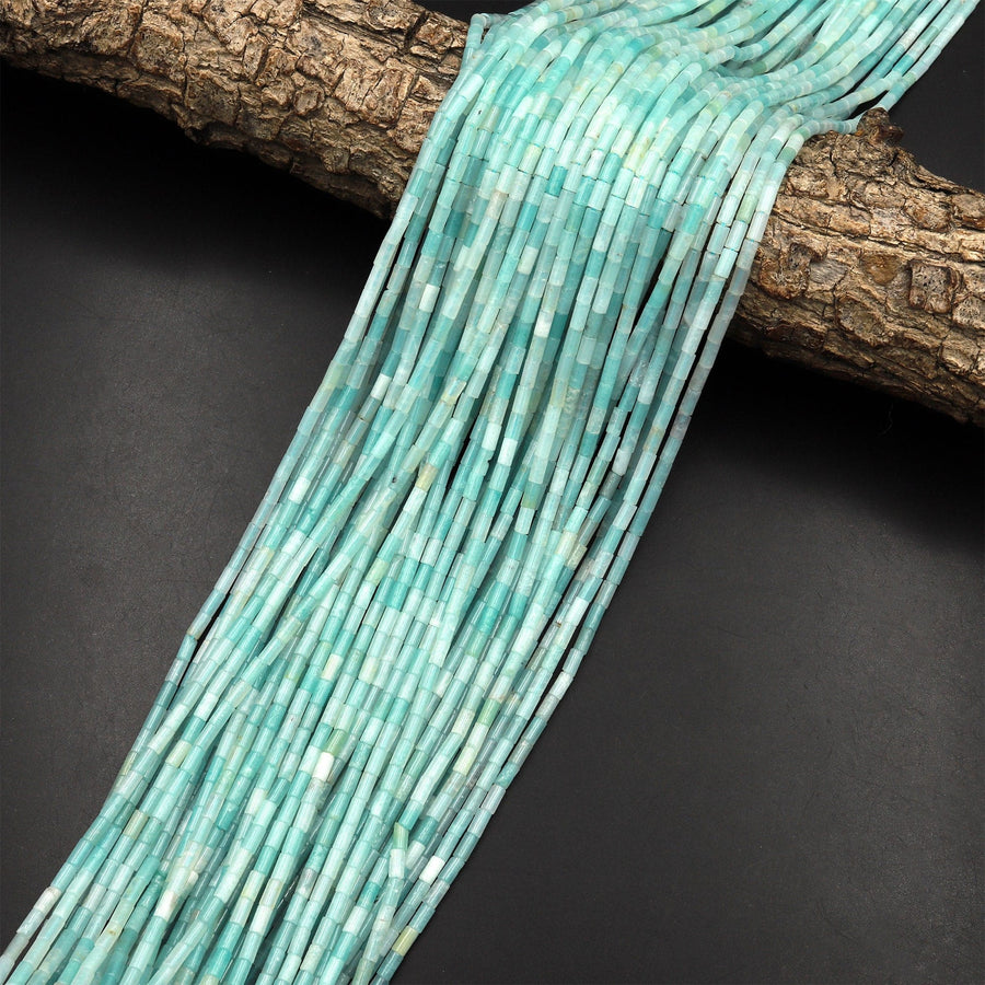 Natural Amazonite 4x2mm Small Thin Smooth Spacer Tube Beads 15.5" Strand