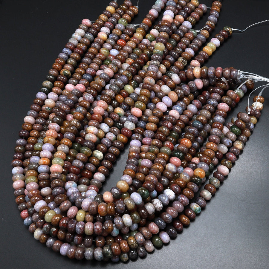 Natural Seam Agate Beads Smooth 8x5mm Rondelle 15.5" Strand