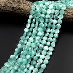 Chatoyant Green Moonstone Coin Beads 6mm 8mm 10mm 12mm Aka "Green Larimar" 15.5" Strand