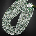Natural Green Tree Agate 4x2mm Small Thin Smooth Spacer Tube Beads 15.5" Strand