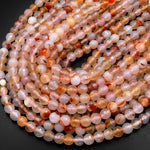 Faceted Natural Red Flower Agate Aka Red Montana Agate 6mm 8mm 10mm Round Beads 15" Strand