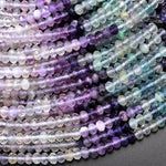 AAA Natural Multicolor Fluorite Faceted 4mm Rondelle Beads Micro Laser Cut Soft Purple Green Gemstone Bead 15.5" Strand