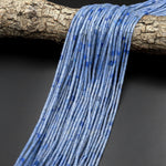 Natural Blue Aventurine 4x2mm Small Thin Smooth Spacer Tube Beads 15.5" Strand