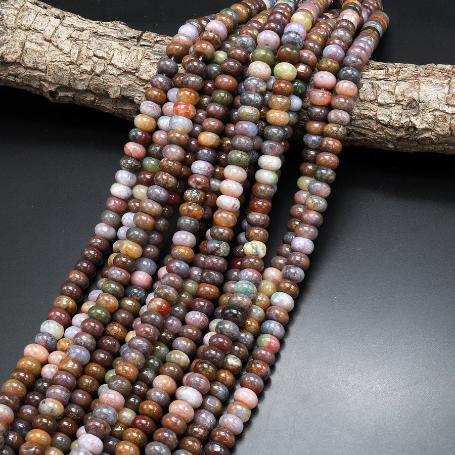 Natural Seam Agate Beads Smooth 8x5mm Rondelle 15.5" Strand