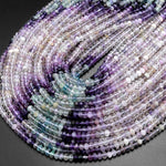 AAA Natural Multicolor Fluorite Faceted 4mm Rondelle Beads Micro Laser Cut Soft Purple Green Gemstone Bead 15.5" Strand
