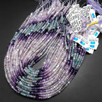 AAA Natural Multicolor Fluorite Faceted 4mm Rondelle Beads Micro Laser Cut Soft Purple Green Gemstone Bead 15.5" Strand