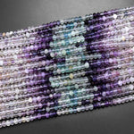 AAA Natural Multicolor Fluorite Faceted 4mm Rondelle Beads Micro Laser Cut Soft Purple Green Gemstone Bead 15.5" Strand